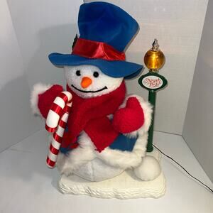 Vintage Christmas Santas Best Motionette Animated Snowman & Lamp 24" Box WORKS!!
